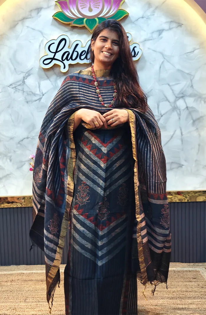 Ajrakh Silk Linen Salwar 2 Main image