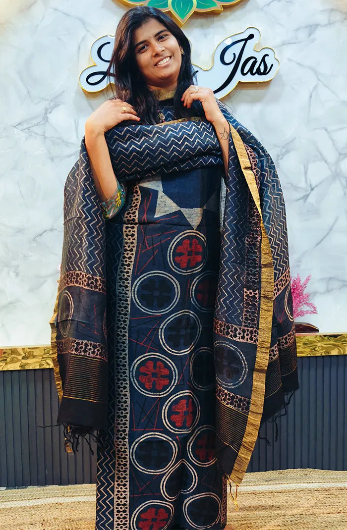 Ajrakh Silk Linen Salwar 4 Main image