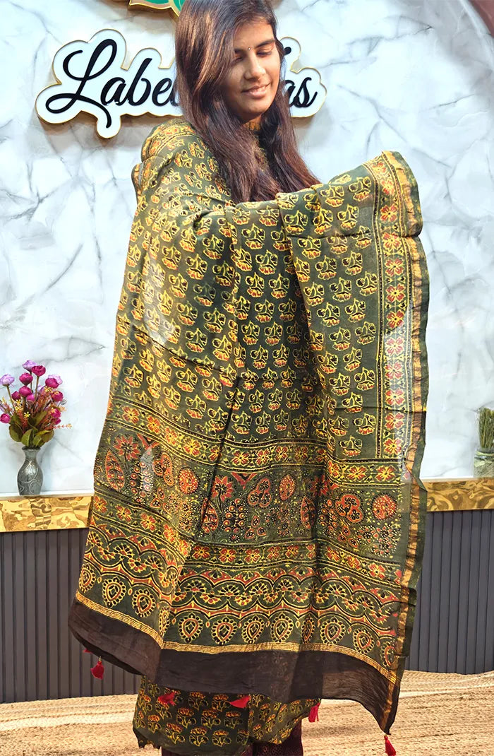 Chanderi Silk Ajrakh Salwar_2 Secondary image