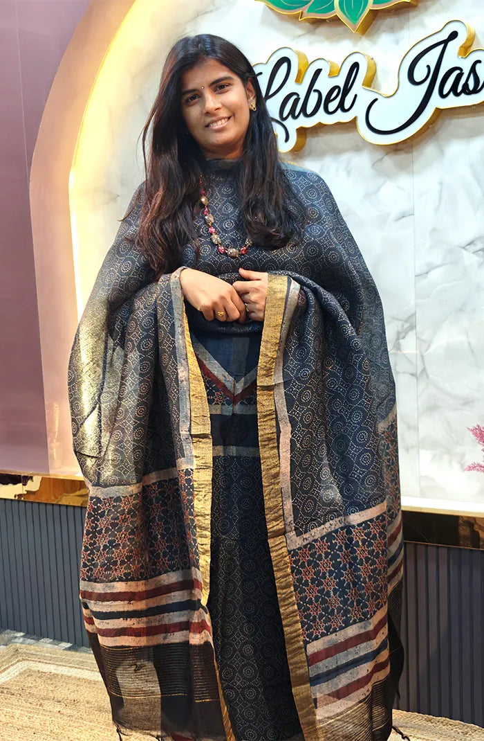 Ajrakh Silk Linen Salwar 7 Main image