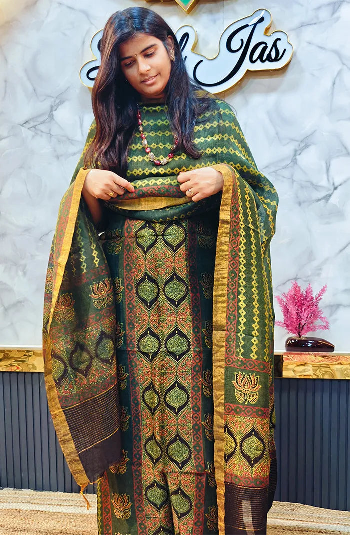 Ajrakh Silk Linen Salwar 9 Main image
