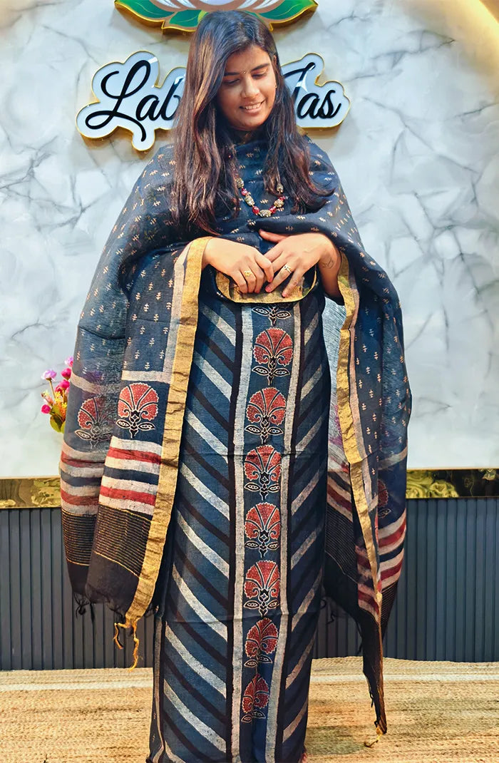 Ajrakh Silk Linen Salwar 8 Main image