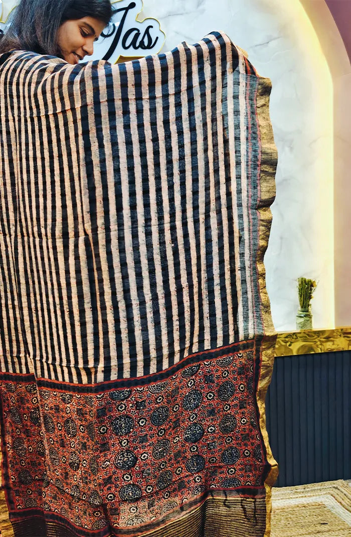 Ajrakh Silk Linen Salwar 12 Secondary image