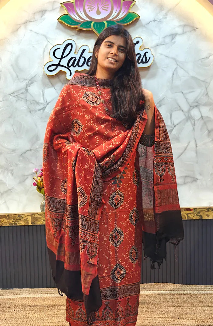 Chanderi Silk Ajrakh Salwar_6 Secondary image