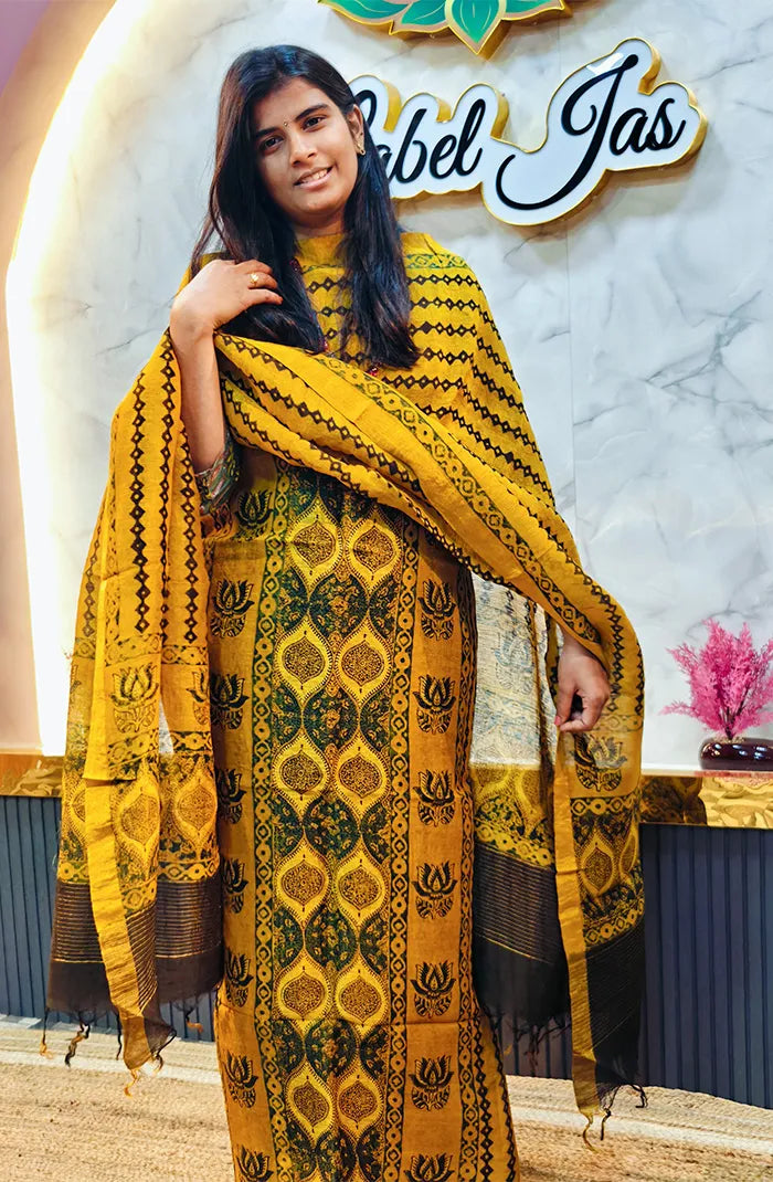 Ajrakh Silk Linen Salwar 10 Main image