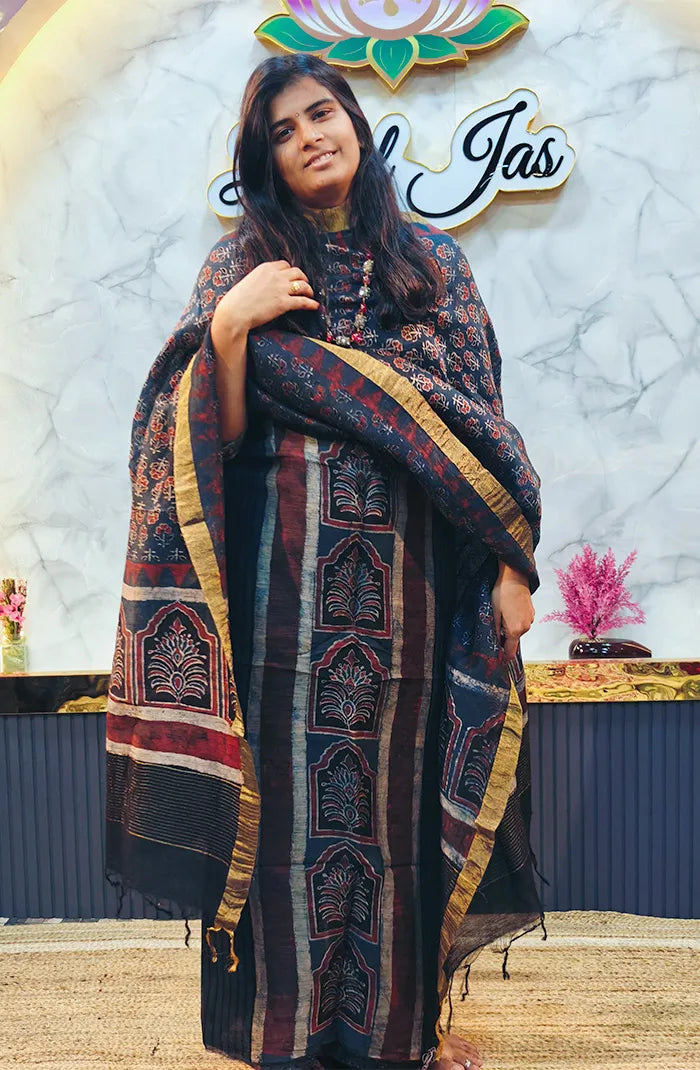 Ajrakh Silk Linen Salwar 6 Main image