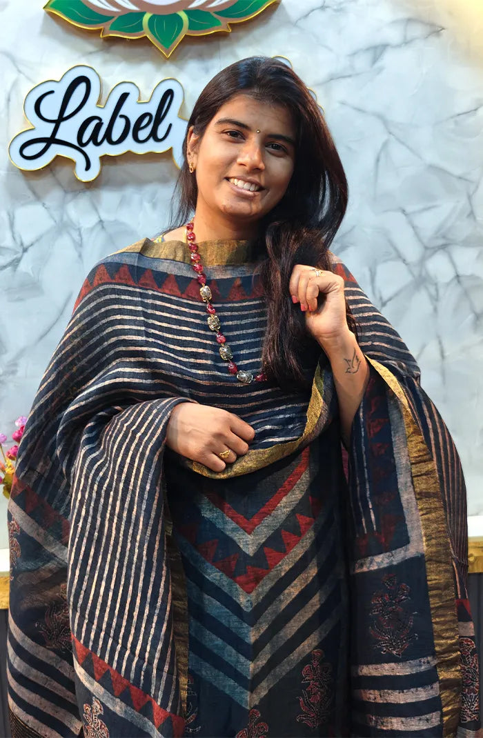 Ajrakh Silk Linen Salwar 2 Secondary image