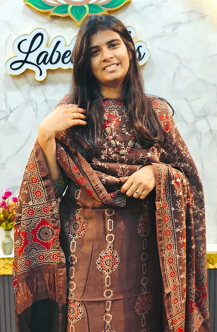 Chanderi Silk Ajrakh Salwar_3 Secondary image