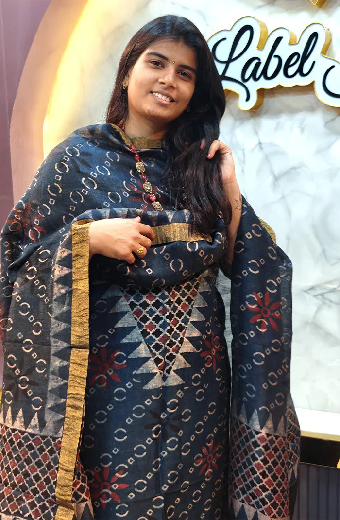 Ajrakh Silk Linen Salwar 5 Secondary image
