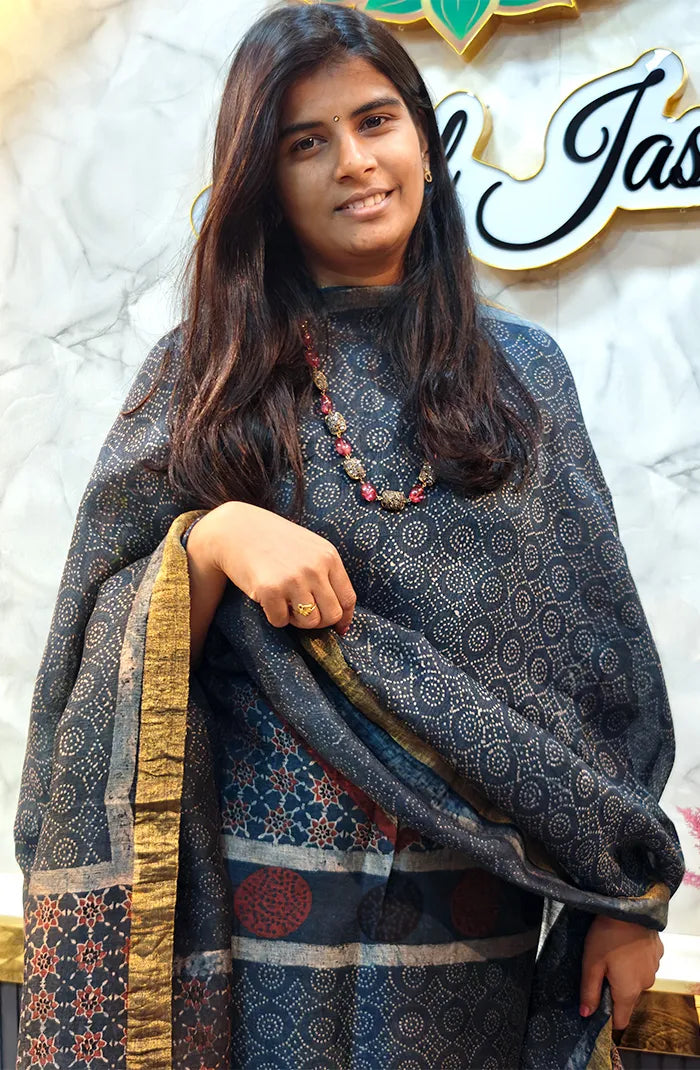 Ajrakh Silk Linen Salwar 7 Secondary image