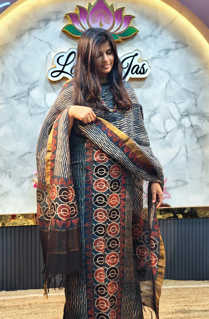 Ajrakh Silk Linen Salwar 1 Secondary image