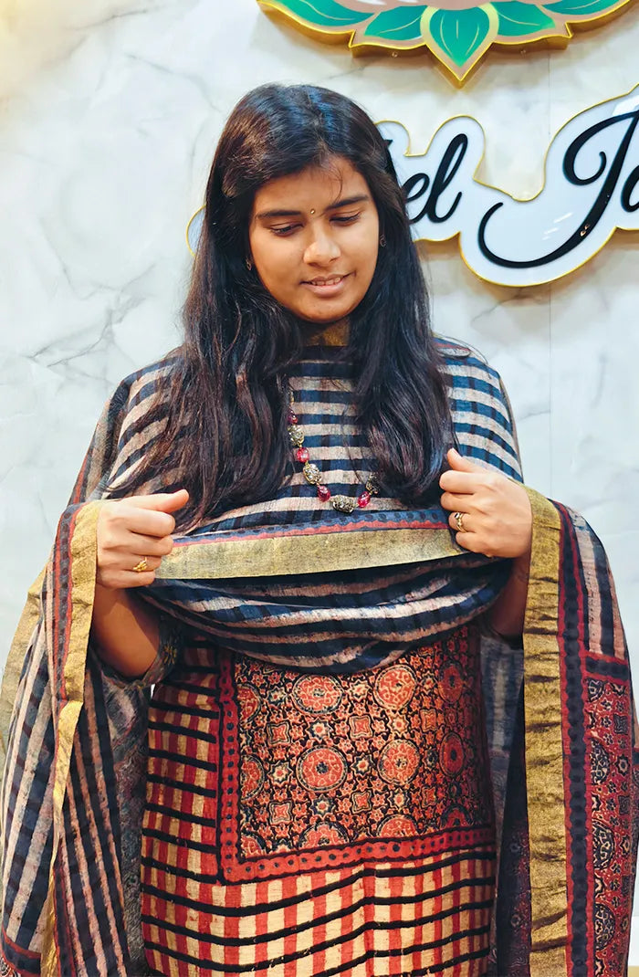 Ajrakh Silk Linen Salwar 12 Main image