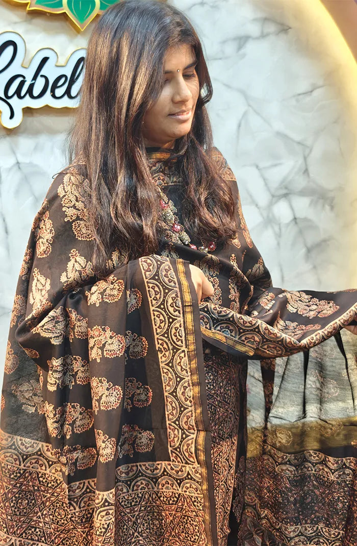 Chanderi Silk Ajrakh Salwar_7 Secondary image