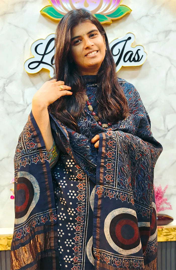 Chanderi Silk Ajrakh Salwar_9 Secondary image