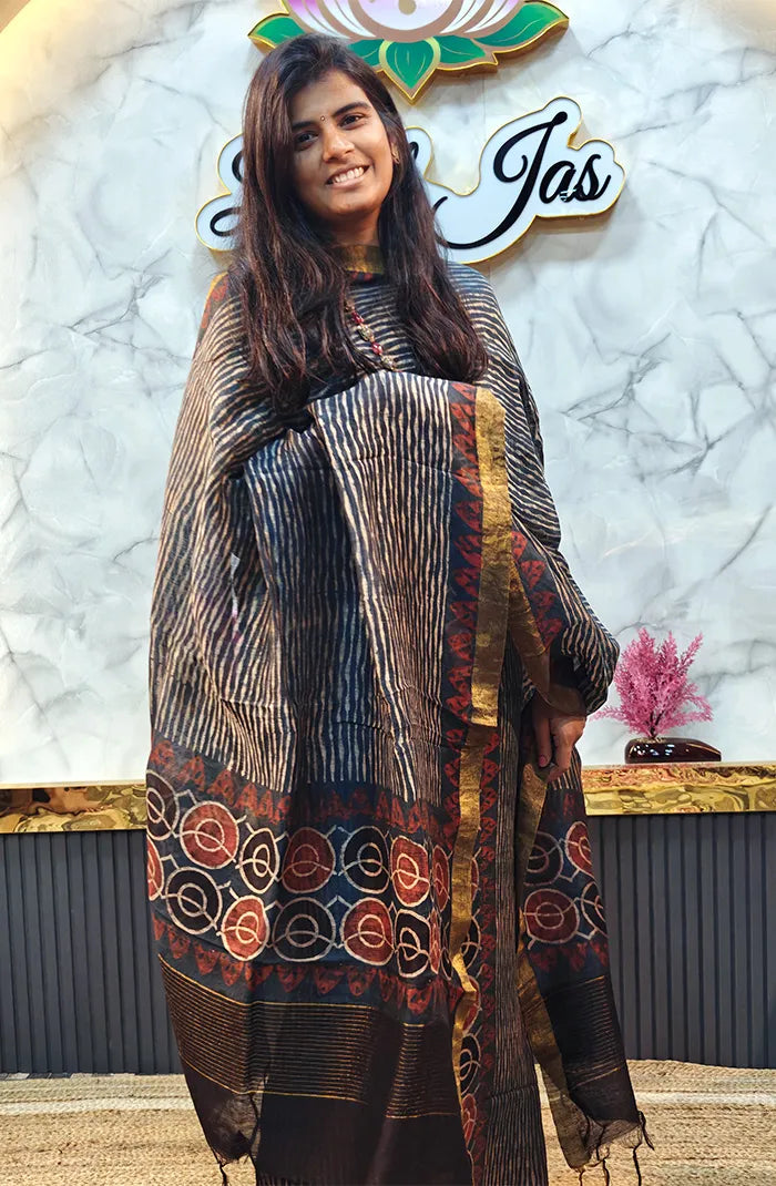 Ajrakh Silk Linen Salwar 1 Main image