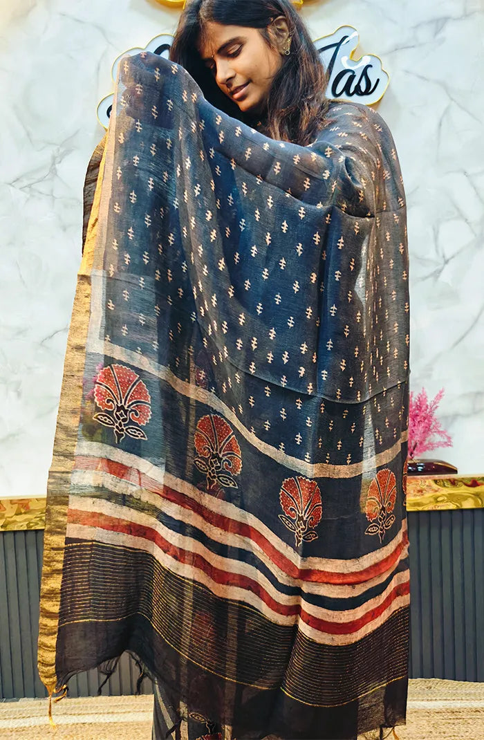 Ajrakh Silk Linen Salwar 8