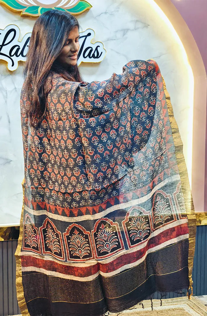 Ajrakh Silk Linen Salwar 6