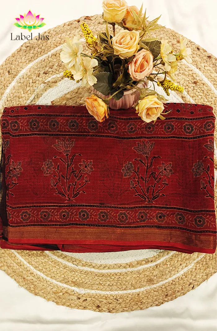 Premium kota Saree with Ajrakh 4 Main image