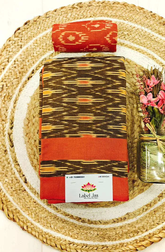 Mercerized Ikkat Cotton Saree 3 Main image
