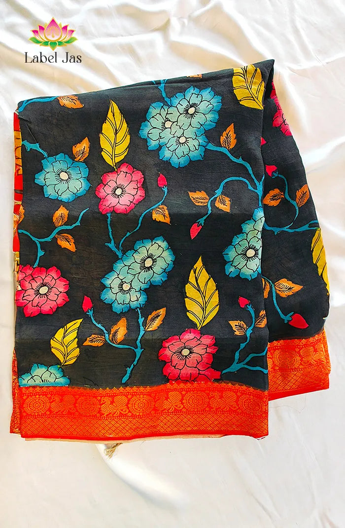 Pure Pen Kalamkari Silk Saree – 06