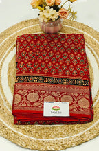 Dola Silk Saree with Ajrakh Handblock Print 2