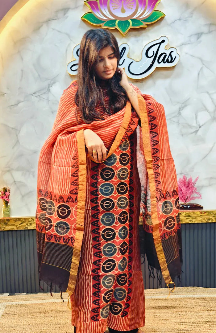 Ajrakh Silk Linen Salwar 14 Main image