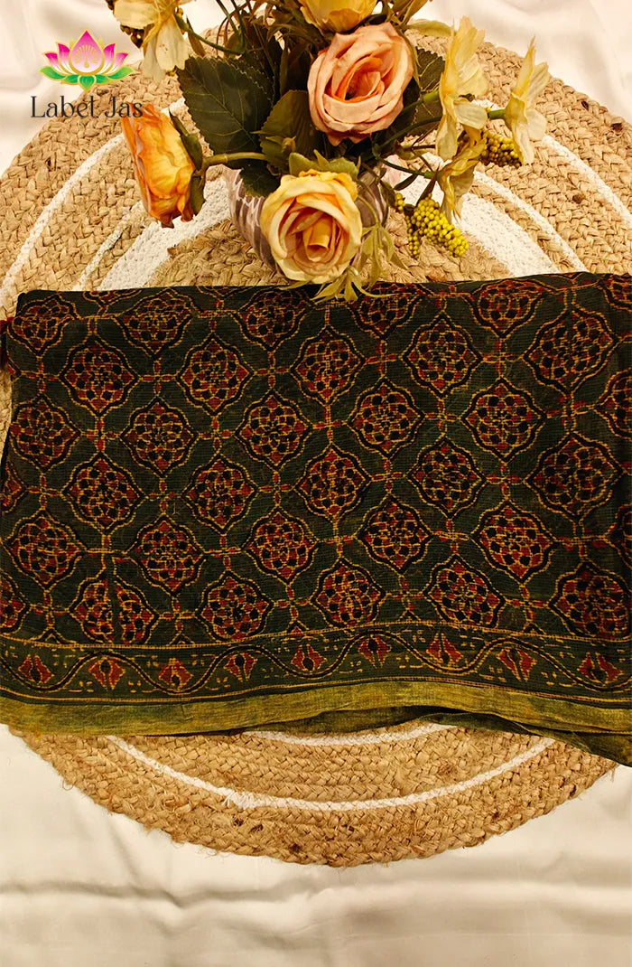 Premium kota Saree with Ajrakh 3 Main image