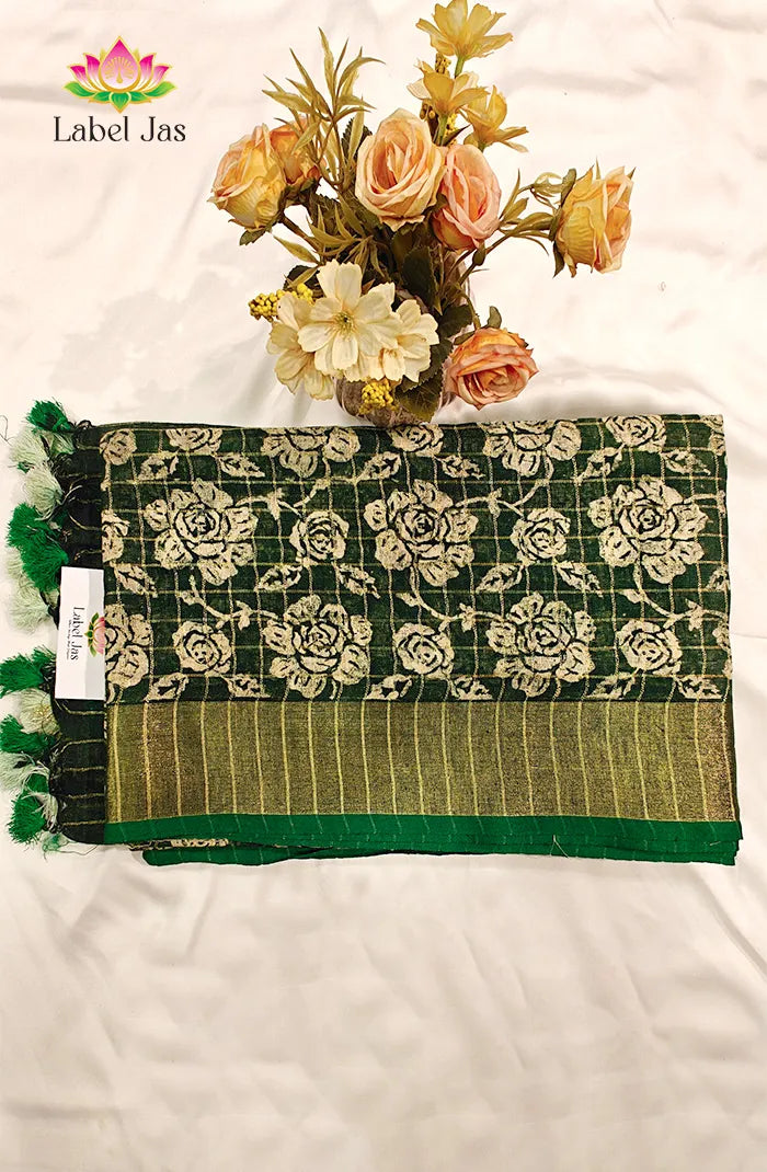 Pure  Linen Saree with Digital print 5 Main image