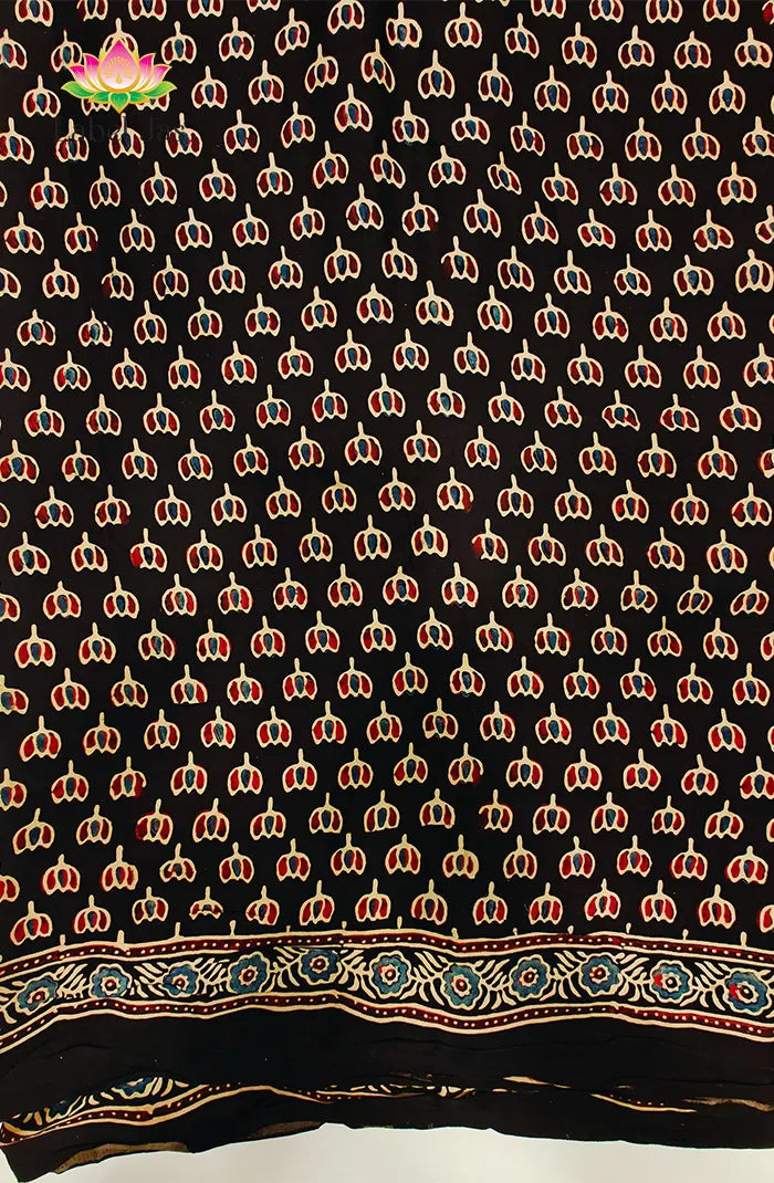 Modal Silk with Ajrakh Handblock Print Saree 4
