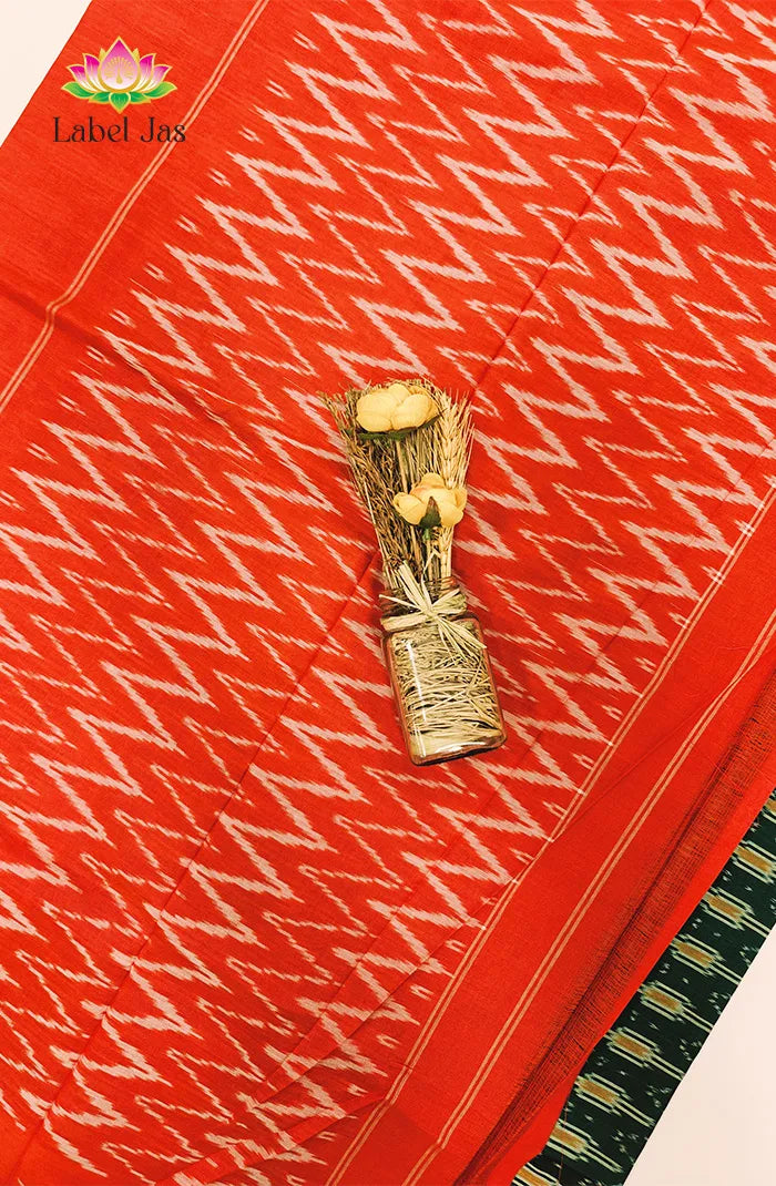 Mercerized Ikkat Cotton Saree 7 Secondary image