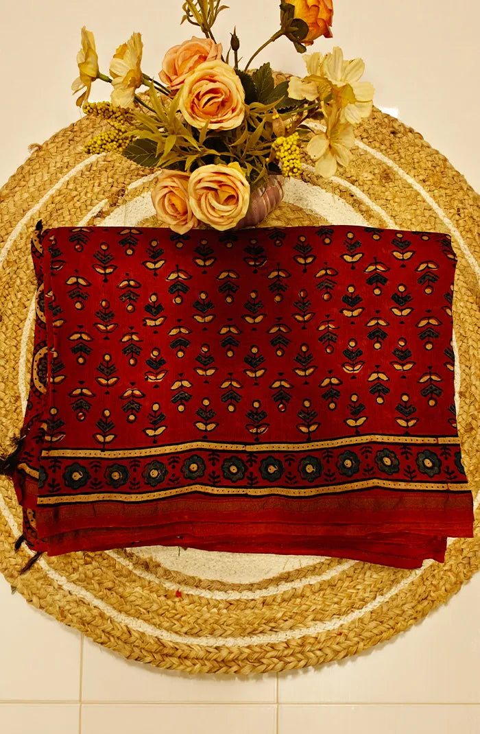 Ajrakh X Chanderi Saree 8 Main image