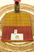 Yellow Zari Checked Tussar Saree