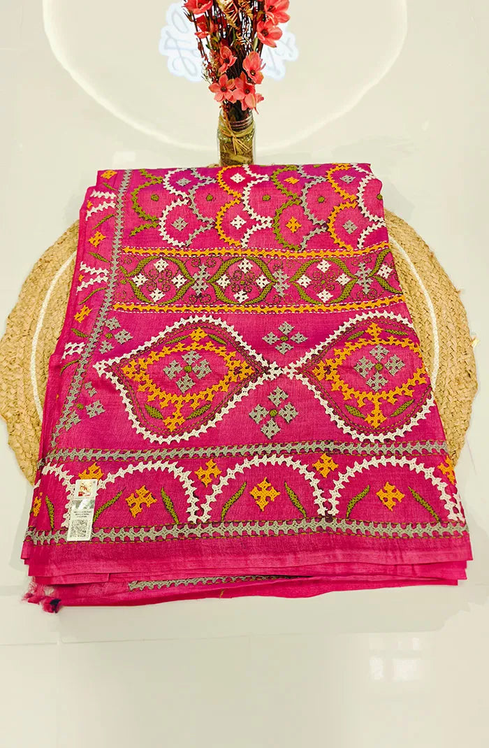 Desi Tussar with Kutch Work Saree 3