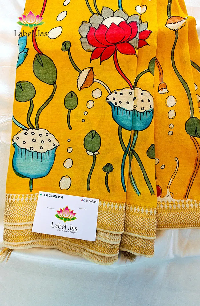 Pure Pen Kalamkari Silk Saree – 04 Main image