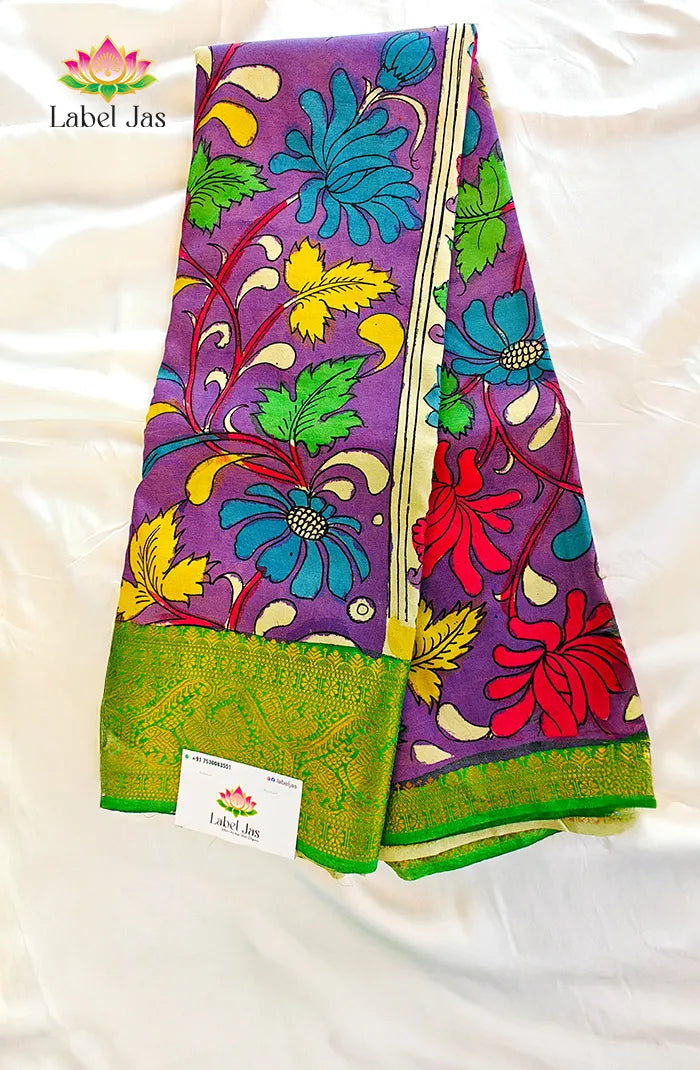 Pure Pen Kalamkari Silk Saree – 02 Main image