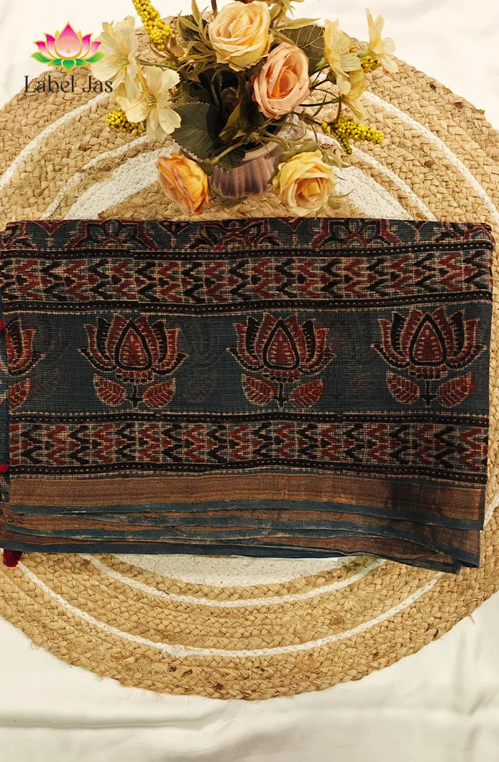Premium kota Saree with Ajrakh 2 Main image