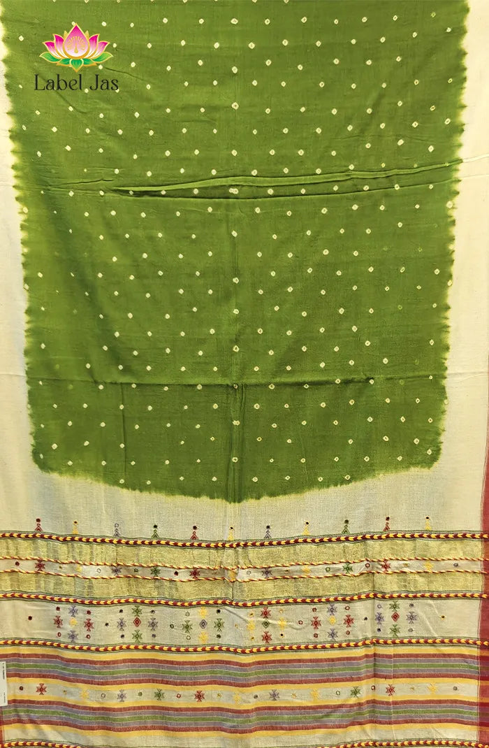 Premium Handloom Bhujodi saree with Bandini 1 Main image