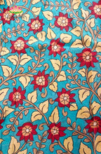 Premium Bangalore Silk Hand-Painted Pen Kalamkari -Midnight blue