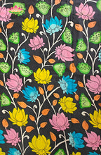 Premium Bangalore Silk Hand-Painted Pen Kalamkari -Black floral