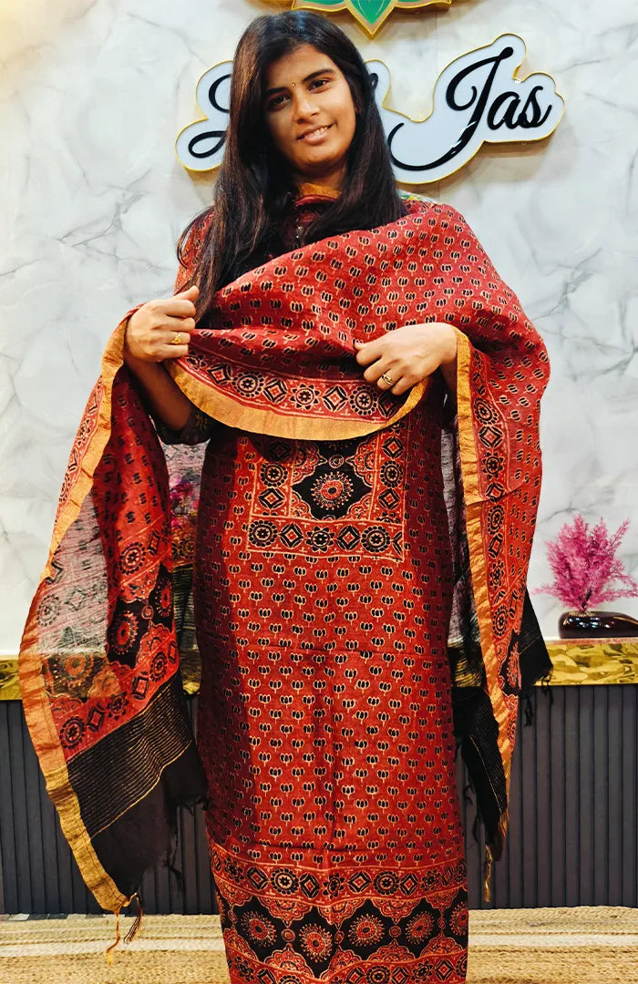 Ajrakh Silk Linen Salwar 22 Main image