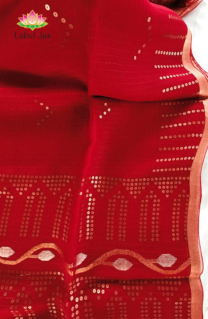 Pure Muslin organza saree 10 Secondary image
