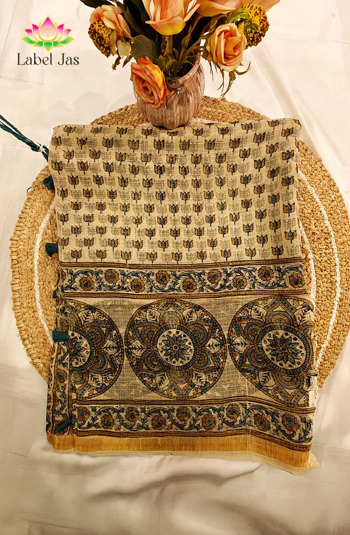 Premium kota Saree with Ajrakh 1 Main image