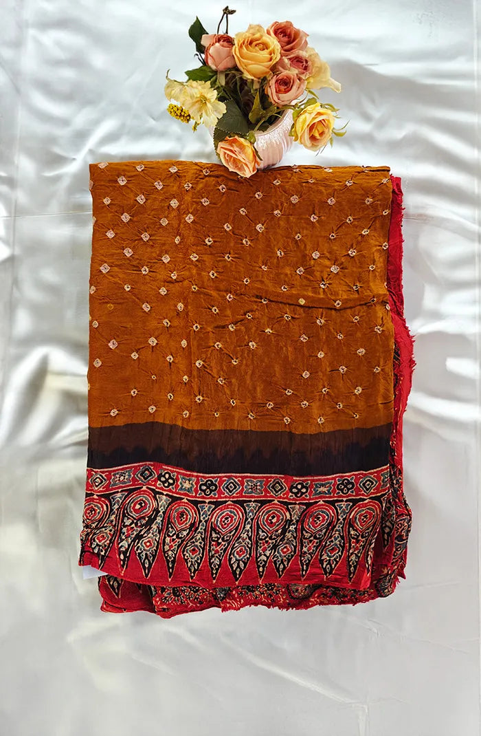 Modal silk with Bandini and Ajrakh Saree 1 Main image