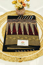 Dola Silk Saree with Ajrakh Handblock Print 9