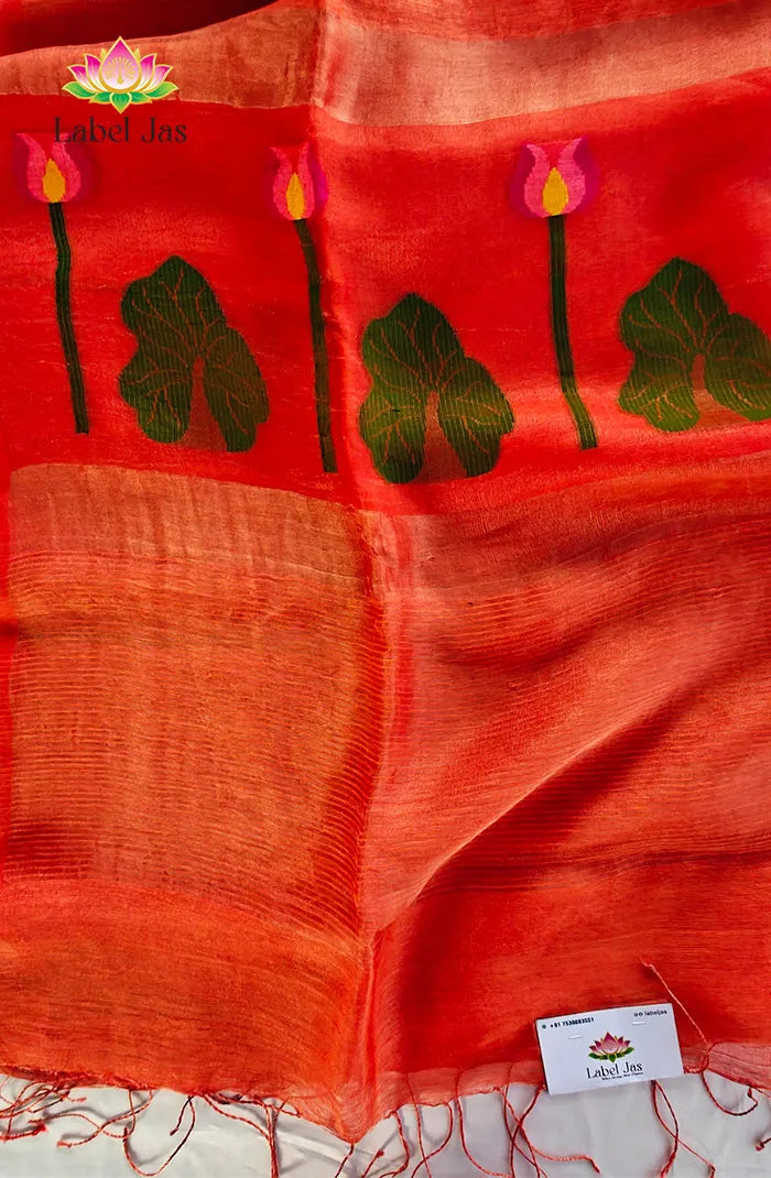 Pure Silk Linen Saree 2 Main image