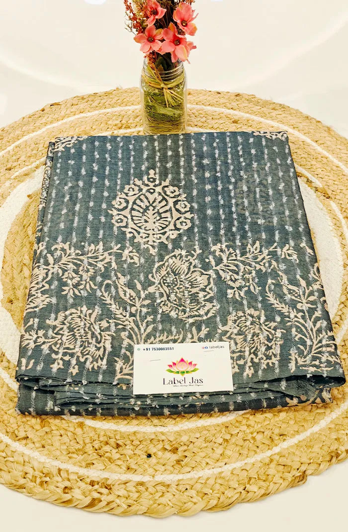 Tussar Block Printed Saree 4 Main image