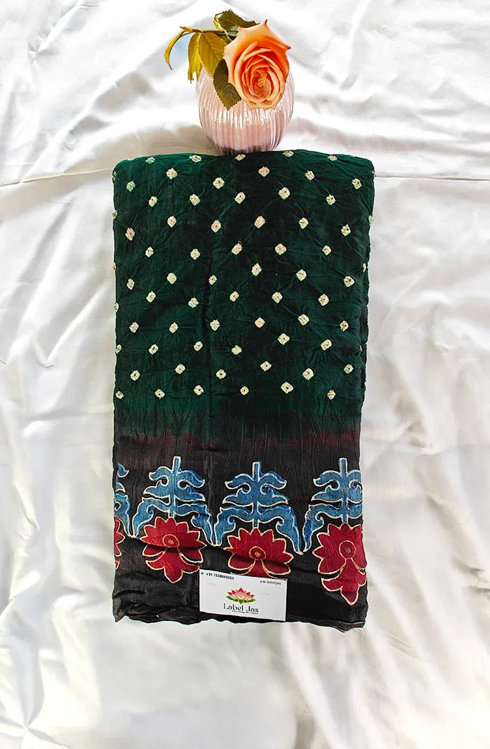 Modal silk with Bandini and Ajrakh Saree 4 Main image