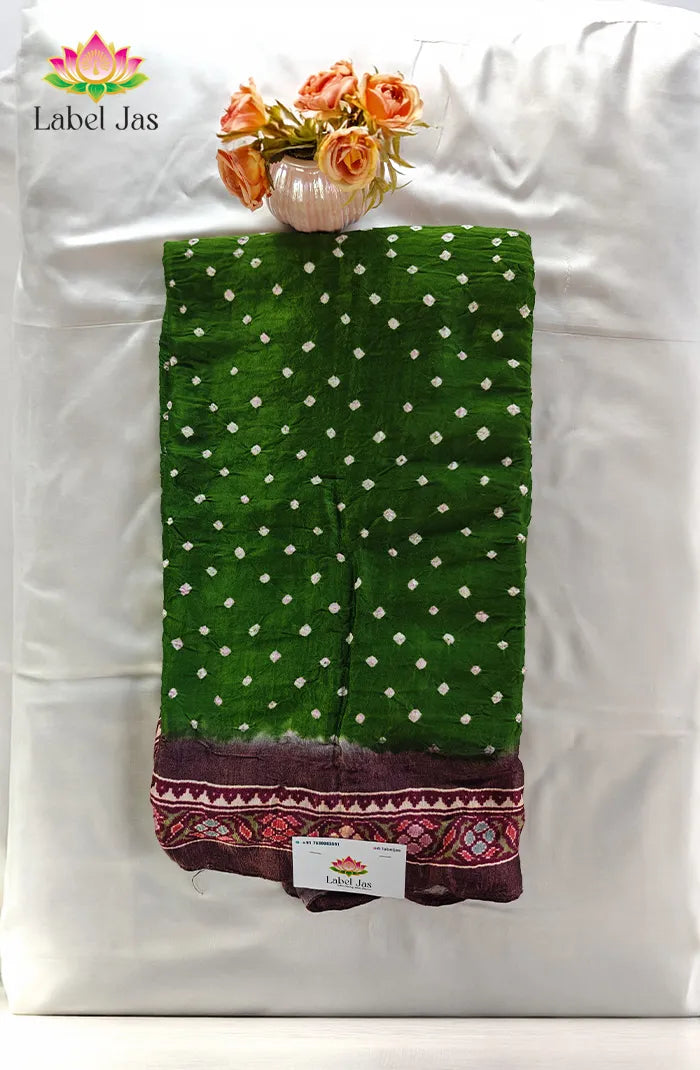 Modal silk with Bandini and Ajrakh Saree 7 Main image