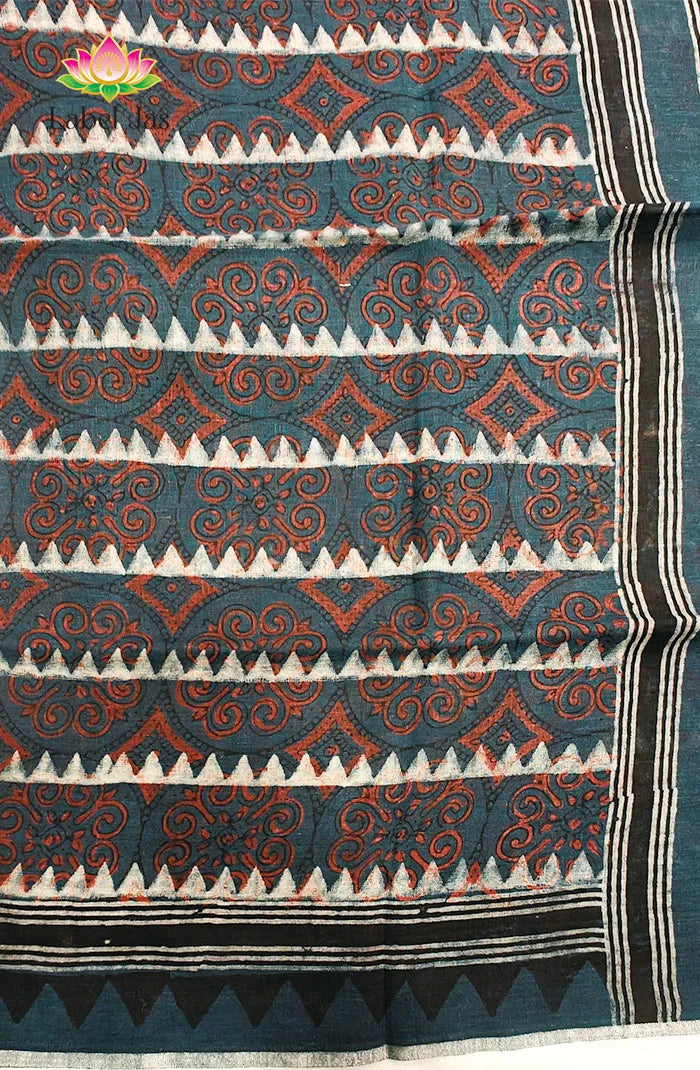 Pure  Linen Saree with Digital print 3