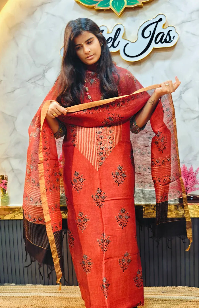 Ajrakh Silk Linen Salwar 16 Main image